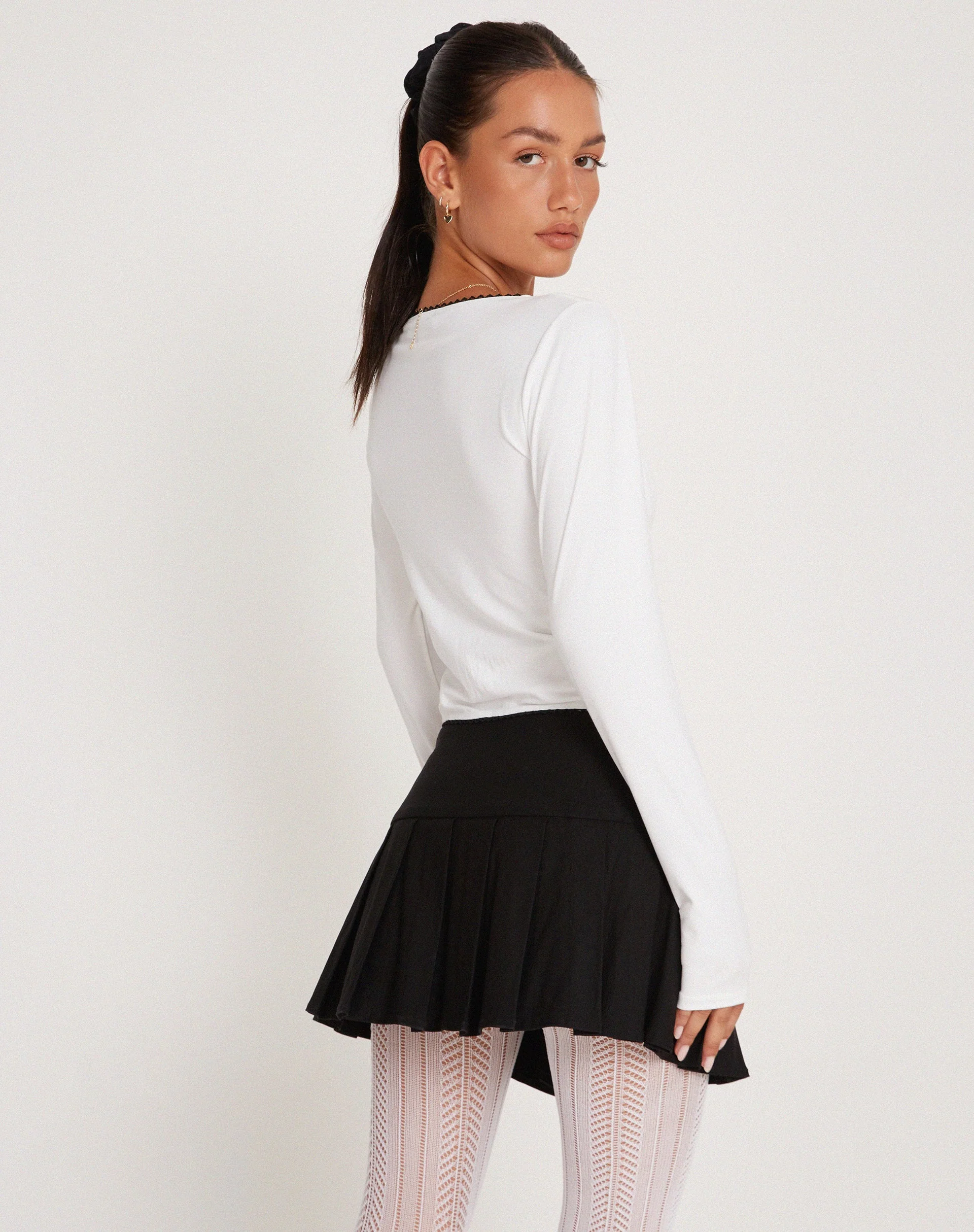 Junie Ballet Long Sleeve Top in Jersey White - Image 3