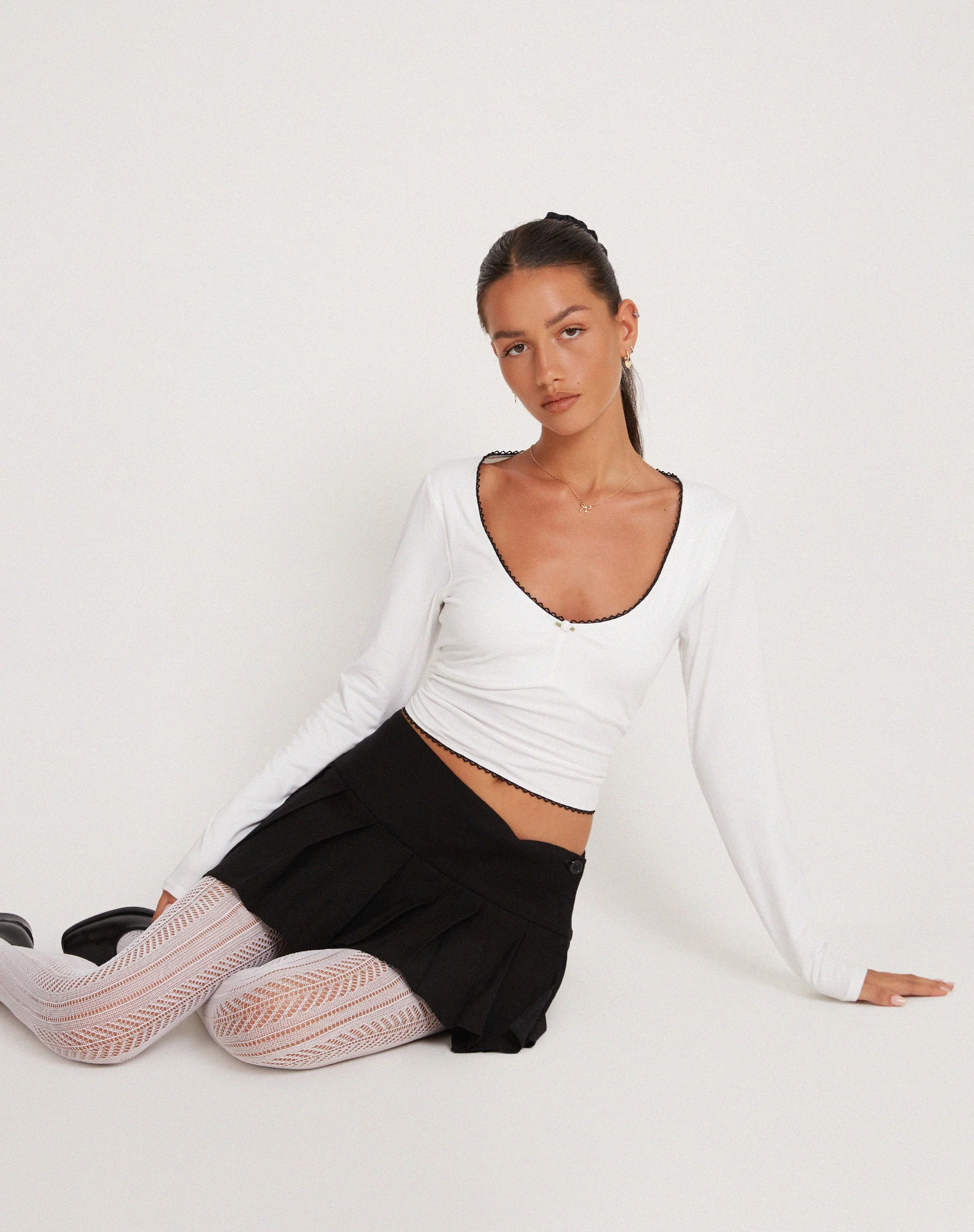 Junie Ballet Long Sleeve Top in Jersey White - Image 6