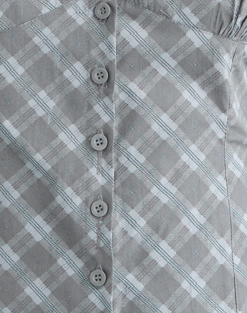 Kadeka Shirt in Poplin Oblique Check Grey - Image 5