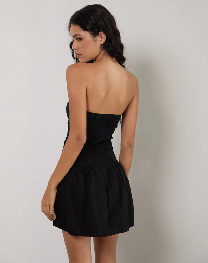 Kafridi Eyelet Mini Dress in Poplin Black - Image 5