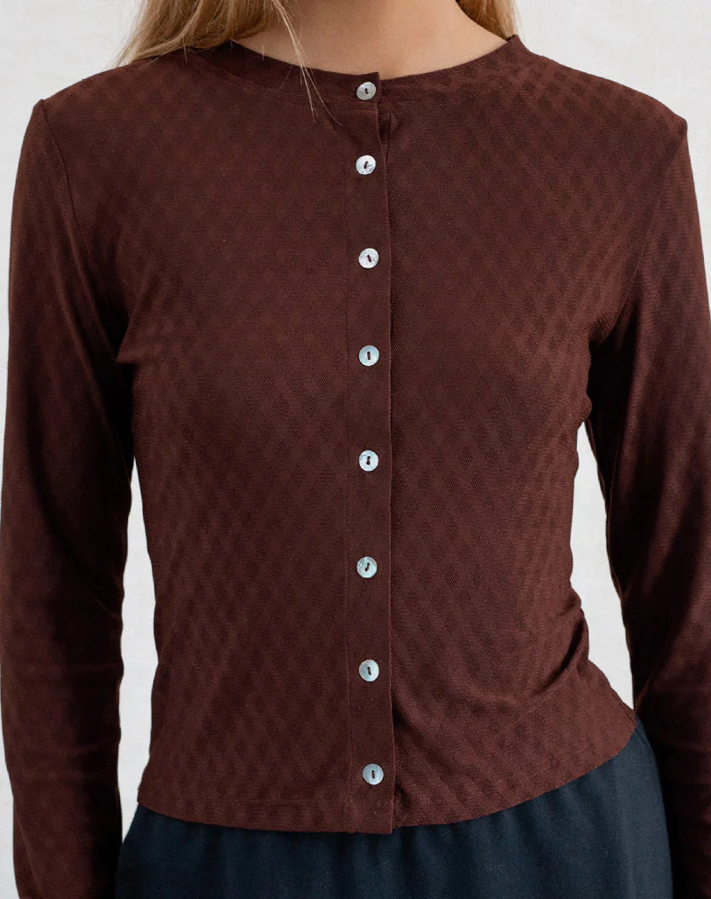 Kahula Shirt in Argyle Mesh Brown - Image 5