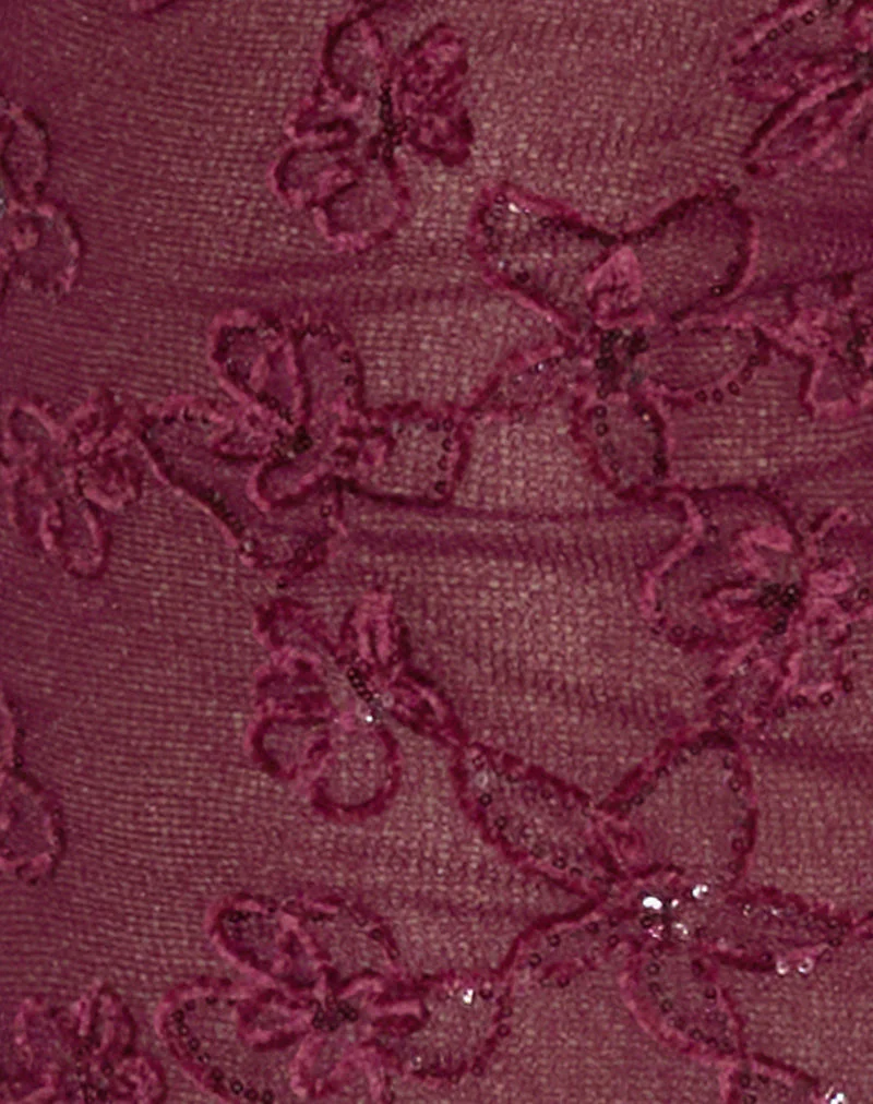 Kaido Midi Dress in Sequin Knit Burgundy - Image 5
