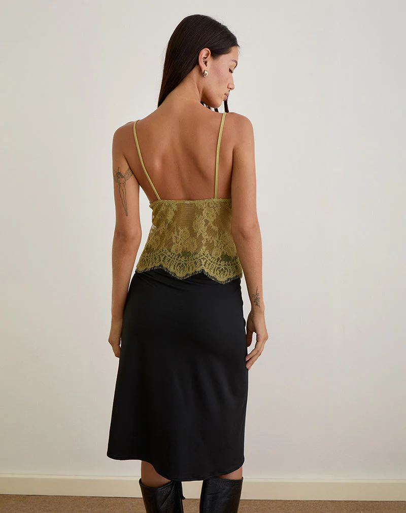 Kaika Plunge Cami Top in Eyelash Lace Chartreuse - Image 4