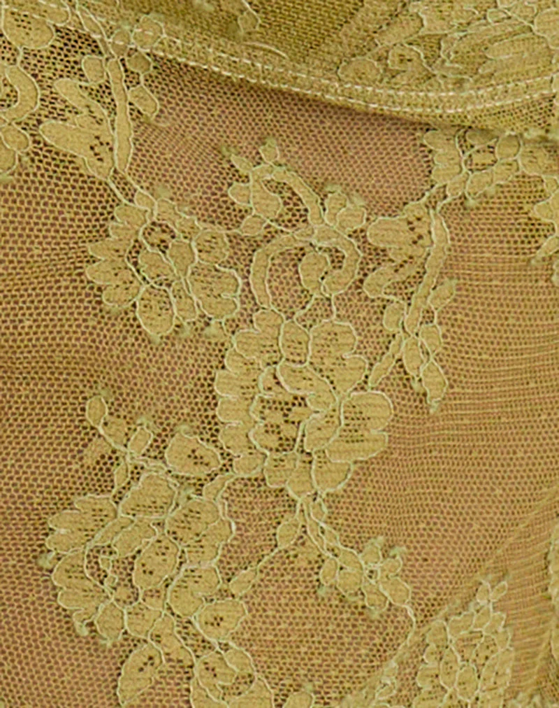 Kaika Plunge Cami Top in Eyelash Lace Chartreuse - Image 6