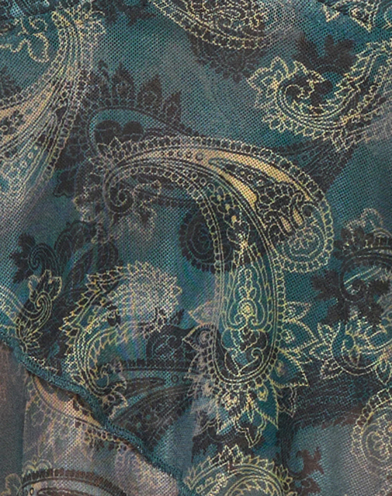Kajari Top in Tonal Paisley Blue - Image 6