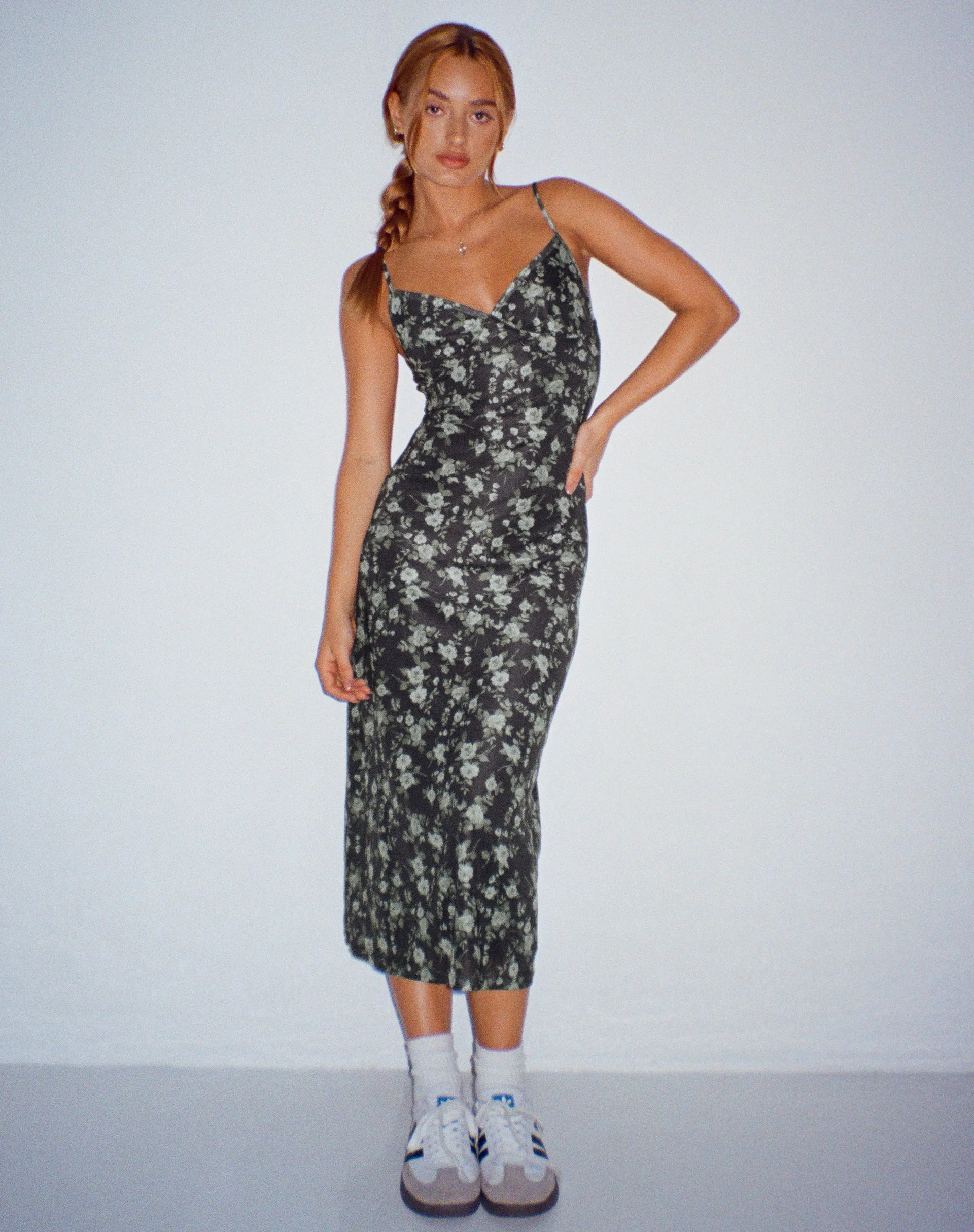Kalana Midi Dress in Pretty Floral Green - Image 6