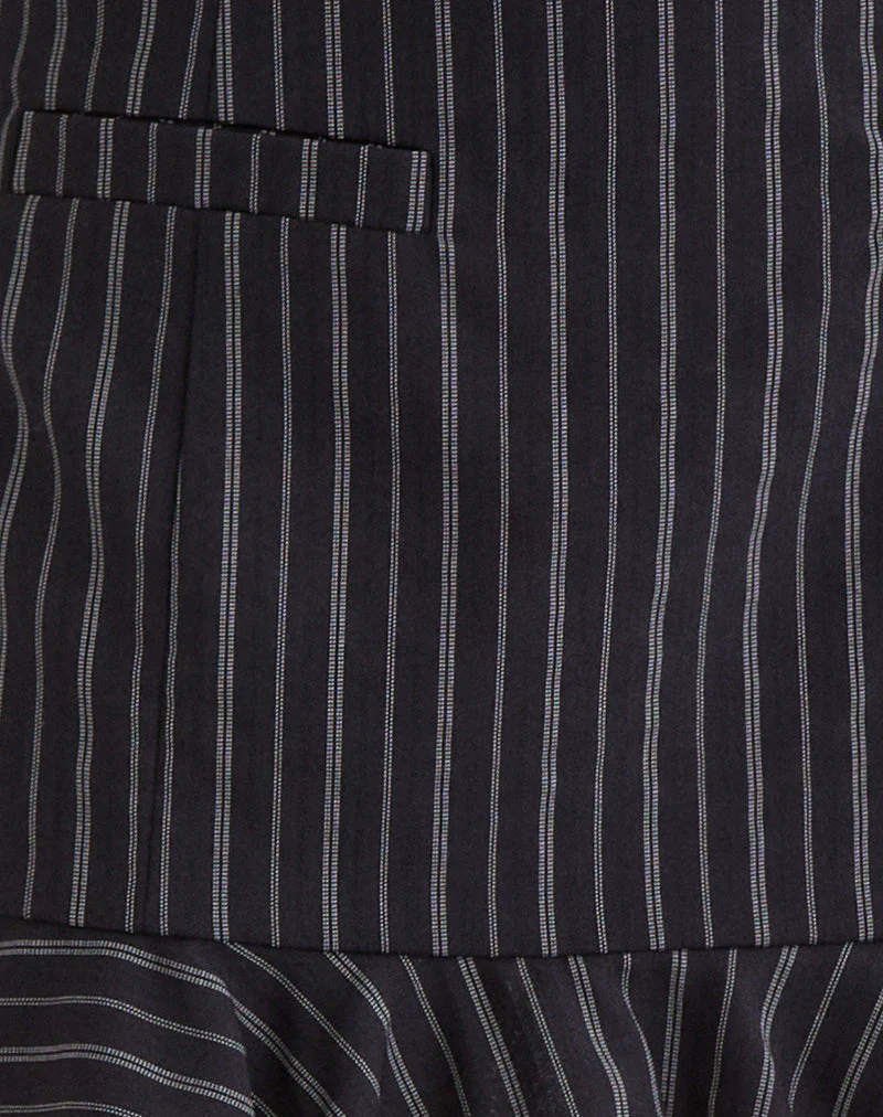 Kalika Mini Skirt in Tailoring Stripe Black - Image 6