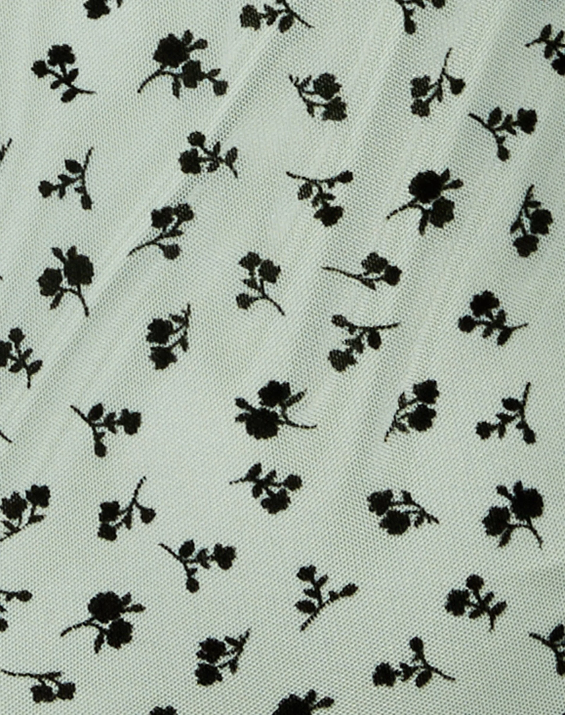 Kalosa Mini Dress in Sage Flower Buds Black Flock - Image 5