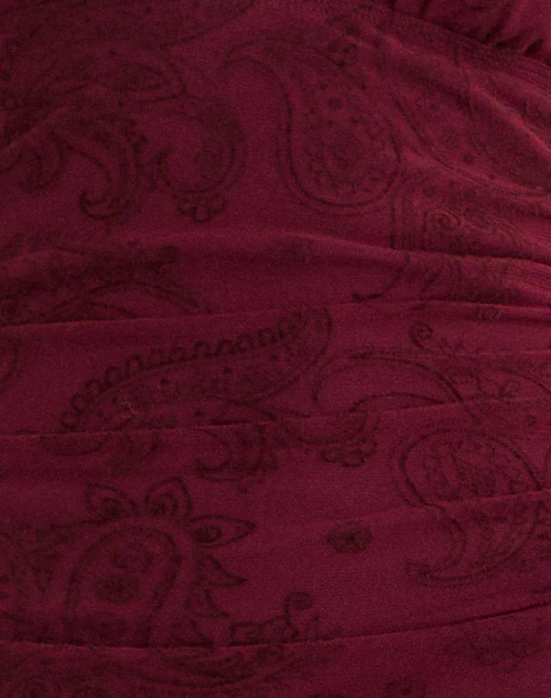 Kamau Dress in Flock Compact Paisley Wine - Image 6