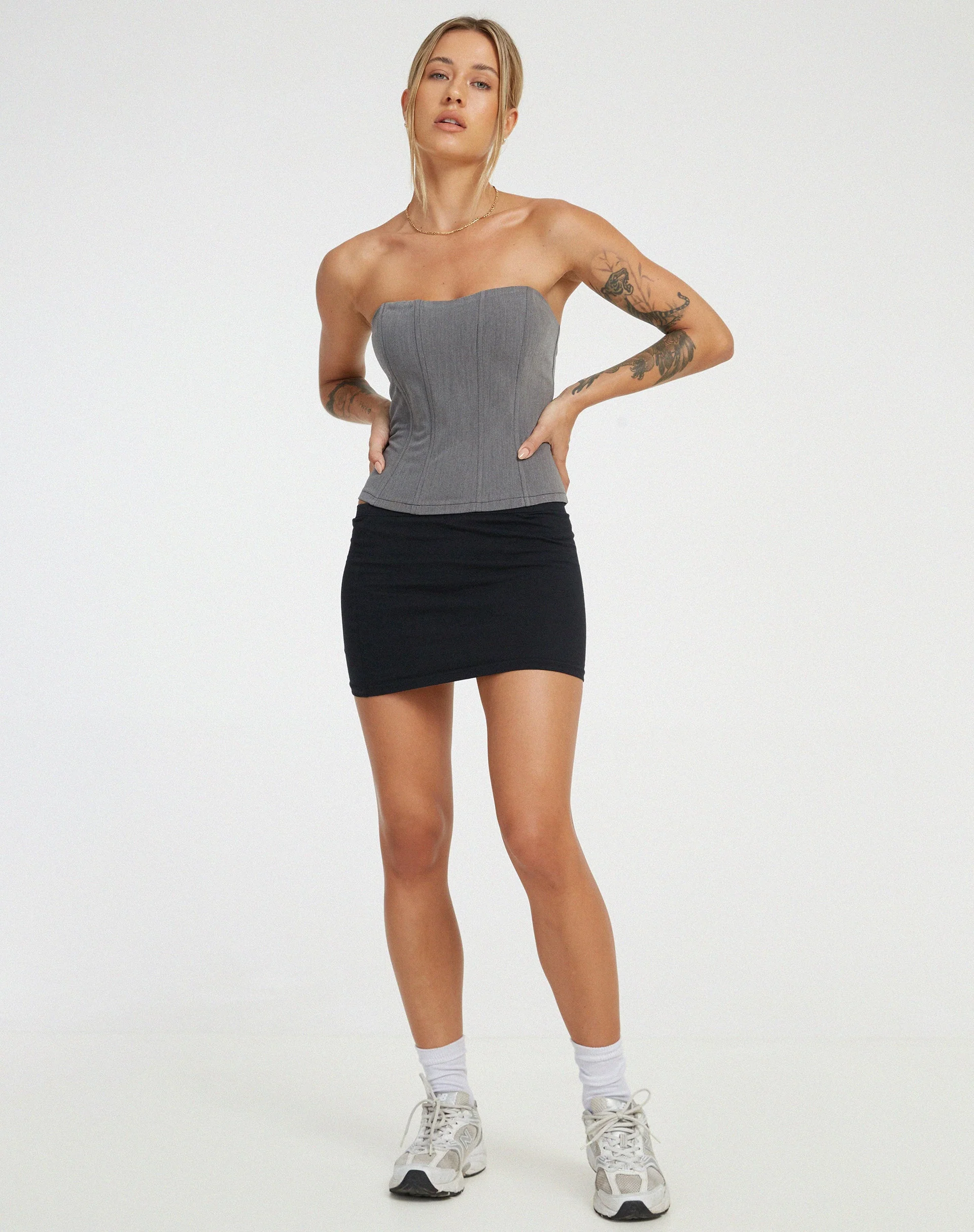 Kansa Corset Top in Charcoal - Image 4