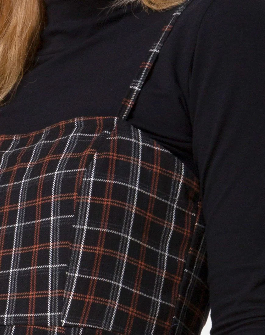 Kaoya Midi Dress in Check Black and Orange - Image 5