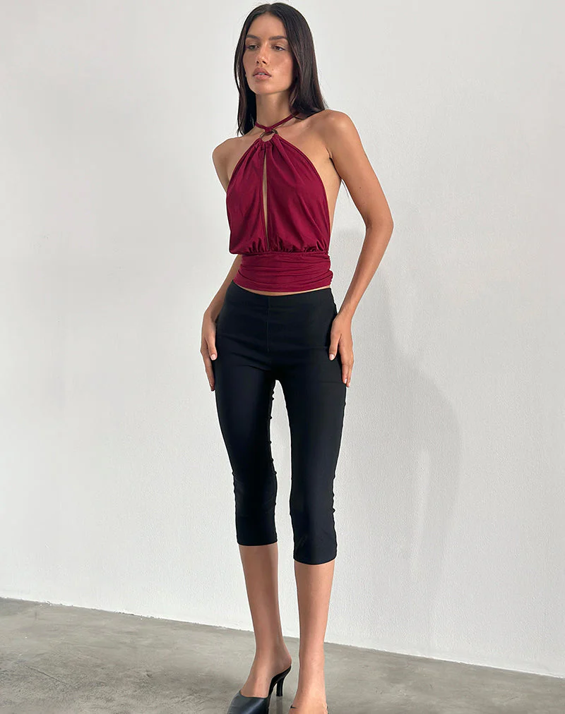 Karise Plunge Top in Rayon Burgundy - Image 4
