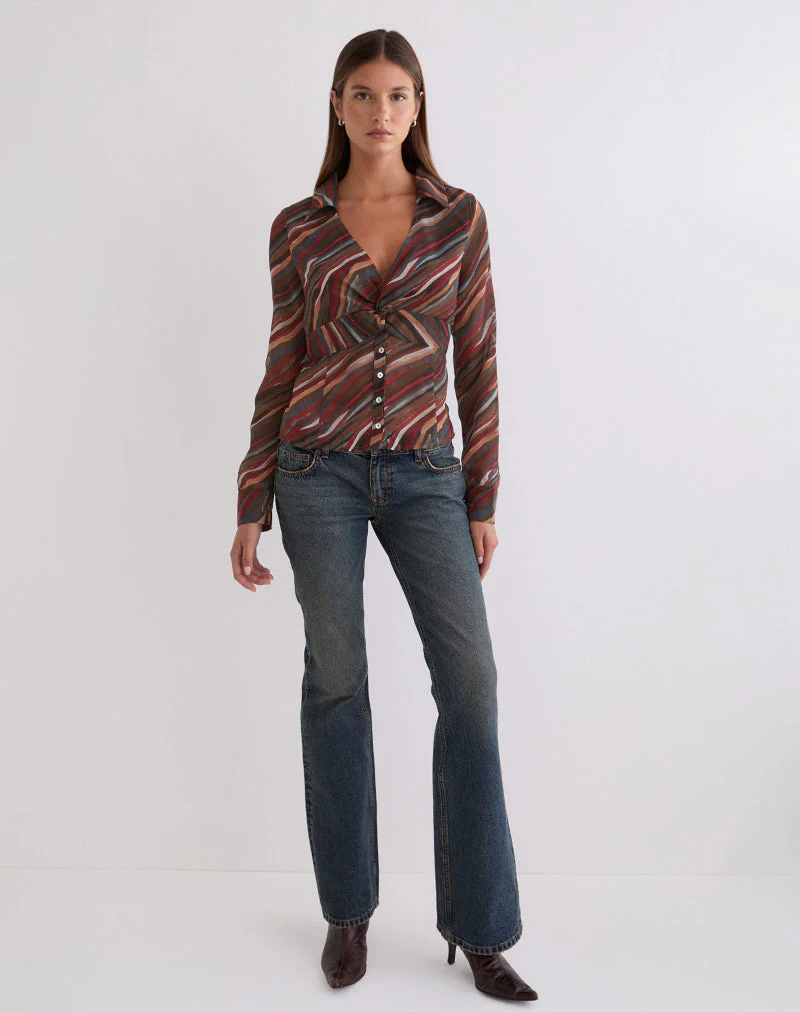 Karisma Shirt in Chiffon 70's Shadow Stripe - Image 3