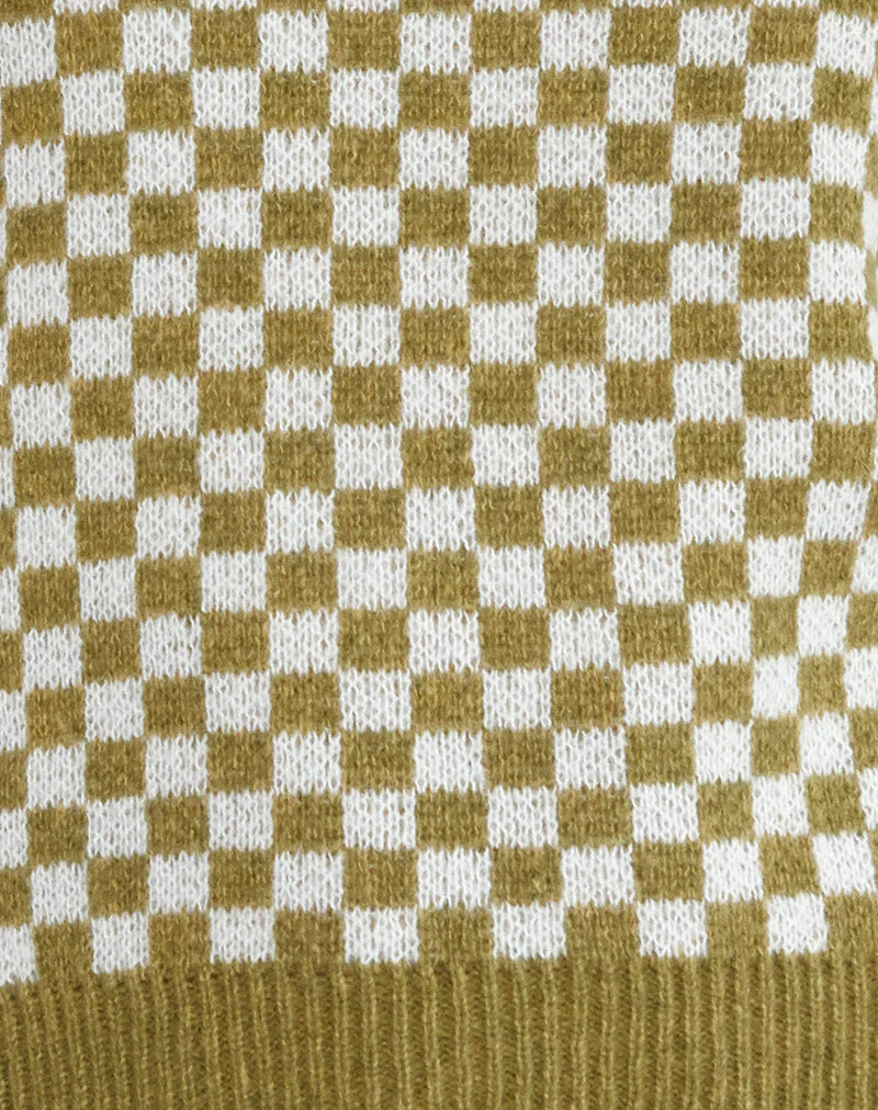 Karu Jumper in Check Green - Image 6