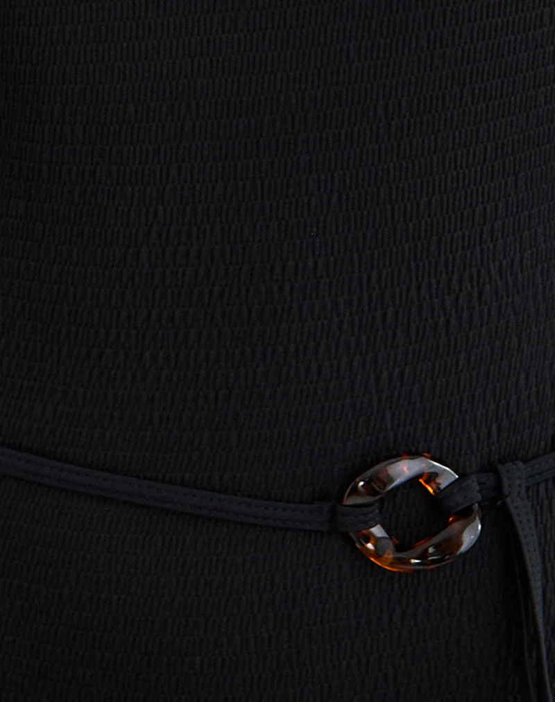 Kasem Plunge Swimsuit in Textured Black with Tie Belt - Image 7