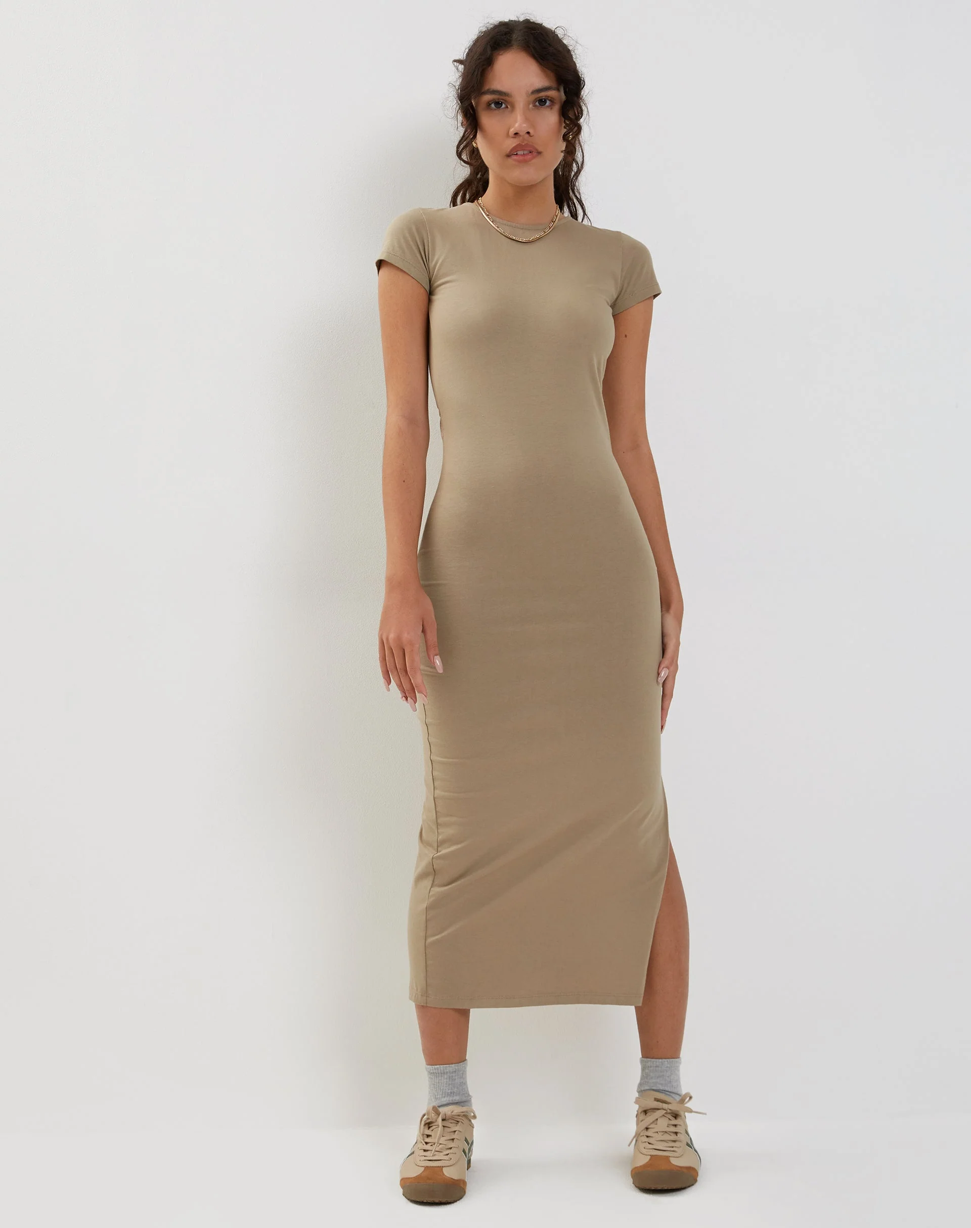 Kasor Open Back Midi Dress in London Fog - Image 2