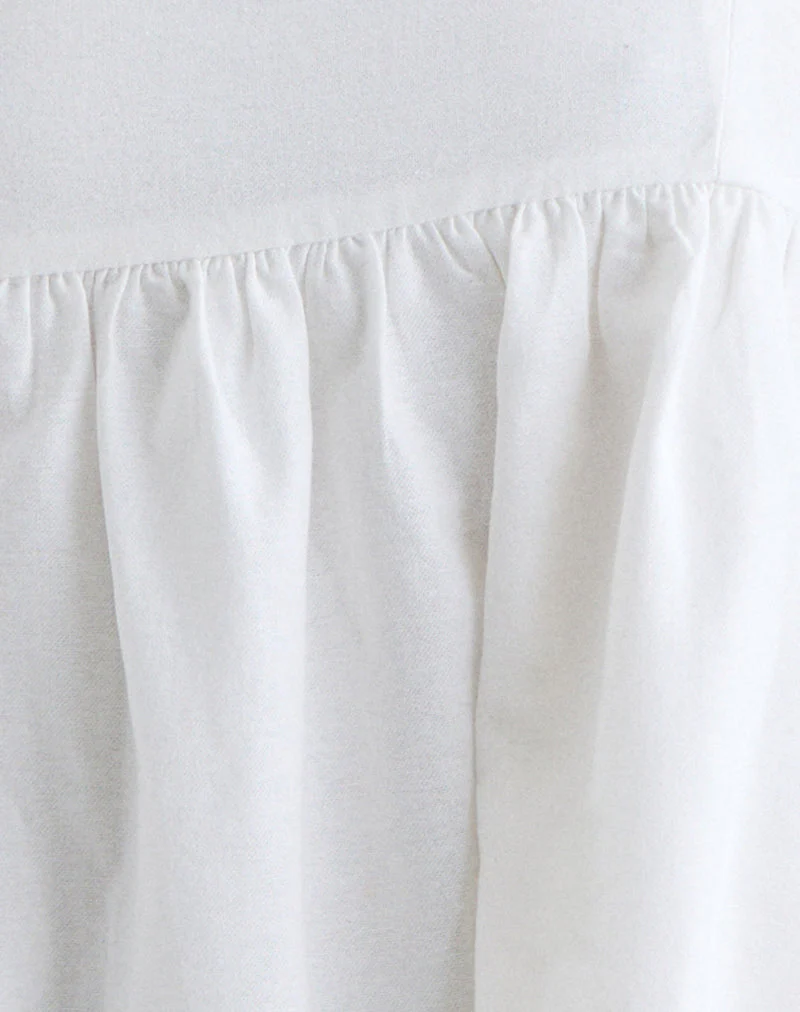 Kayla Square Neck Mini Dress in Linen Ivory - Image 6