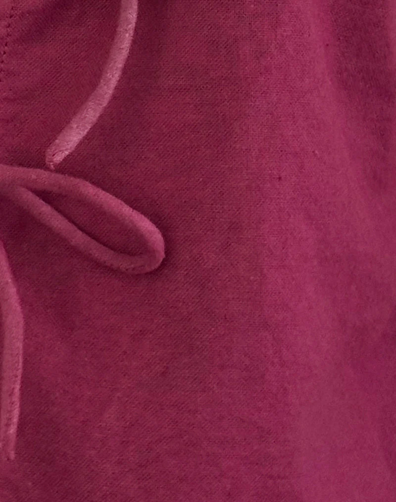 Kayve Tie Front Top in Burgundy - Image 5