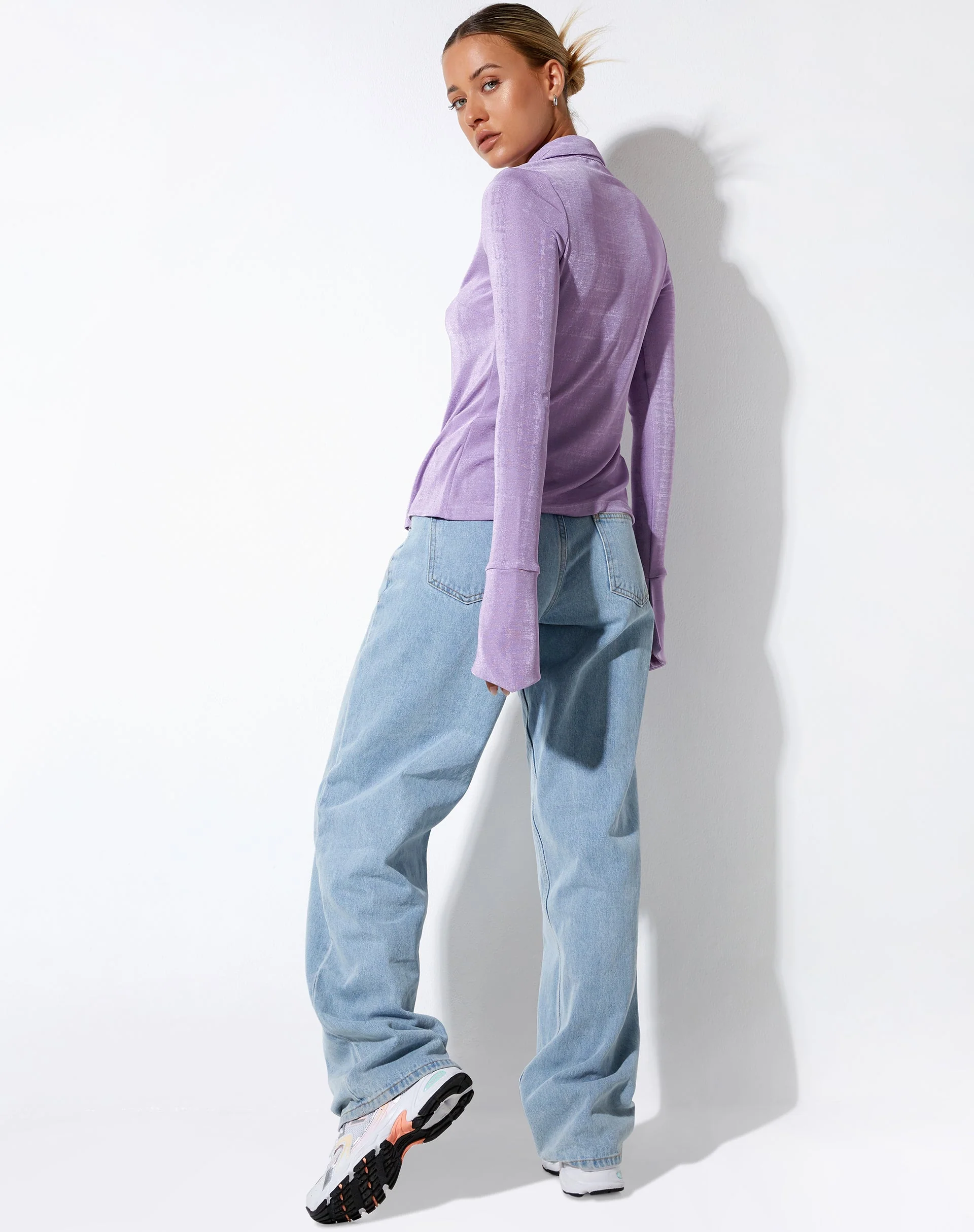 Keani Long Sleeve Shirt in Crepe Lavender - Image 4
