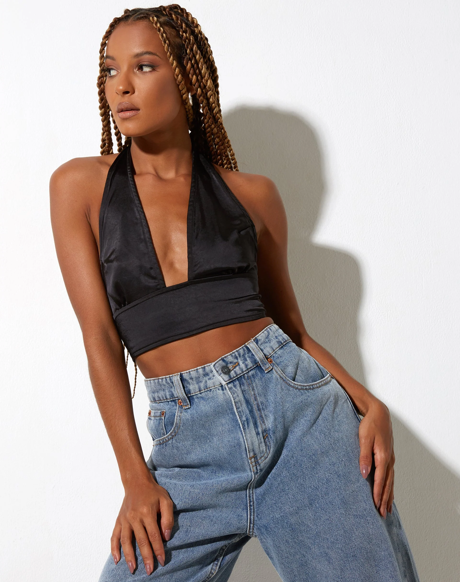 Keiza Crop Top in Satin Black - Image 6