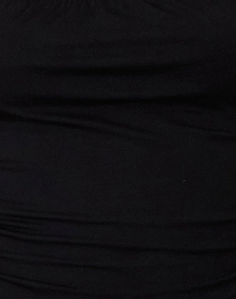 Kelmere Open Neck Top in Jersey Plain Black - Image 6