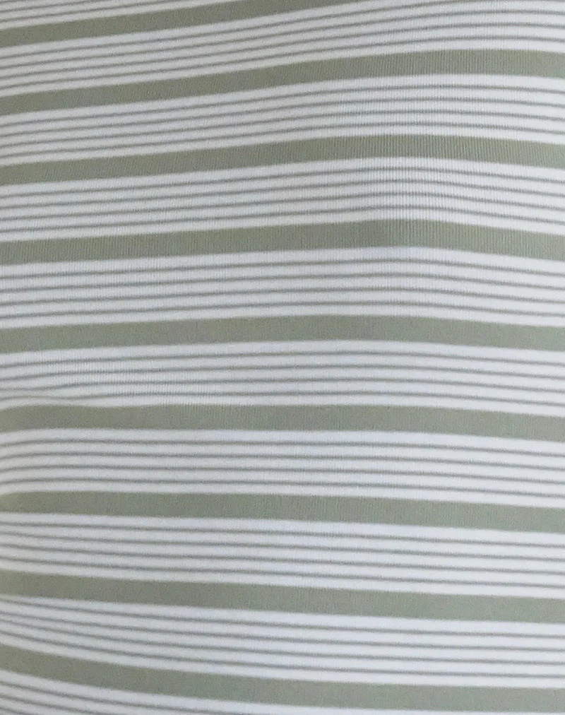 Kenichi Top in Stripe Sage Green Jersey - Image 6