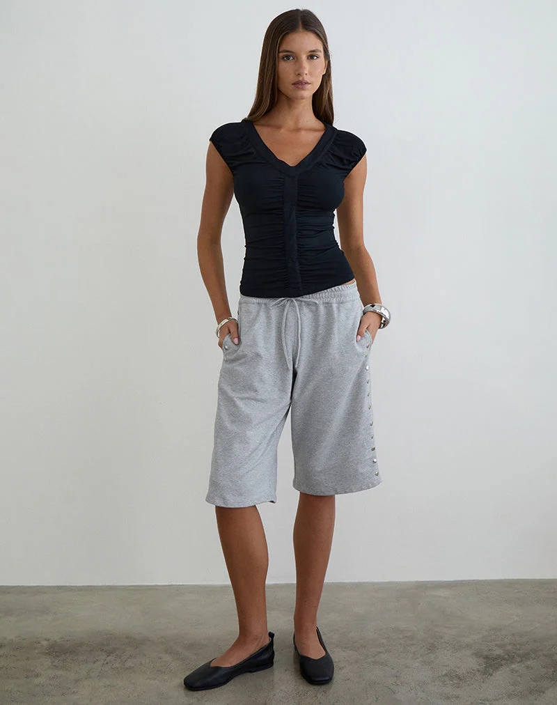 Kether Basketball Studded Short in Grey Marl - Image 3