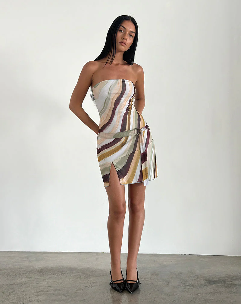 Kevsra Bandeau Mini Dress in Mesh Wiggle Sunset - Image 3