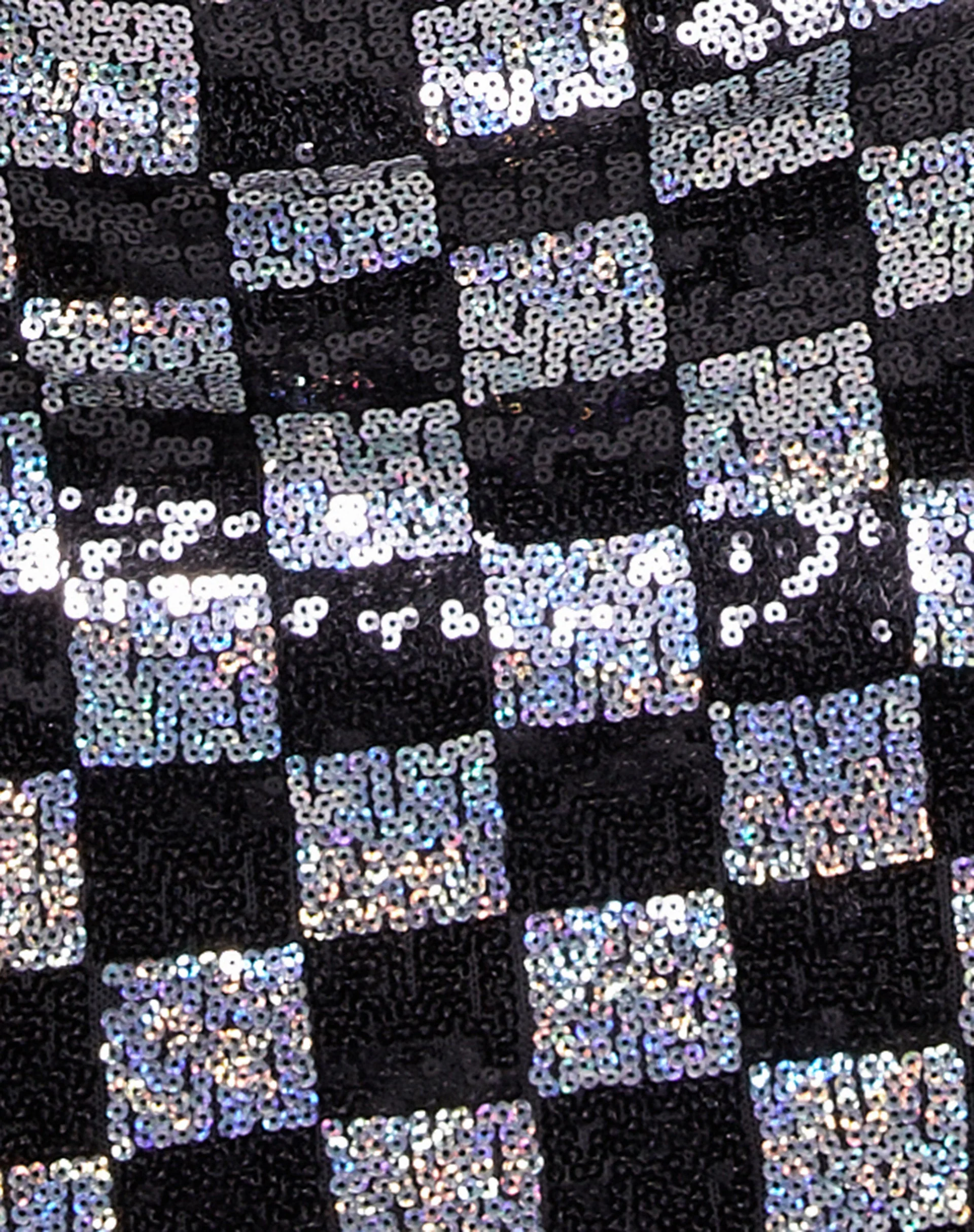Keyan Tube Top in Checkerboard Sequin Black and Silver - Image 7