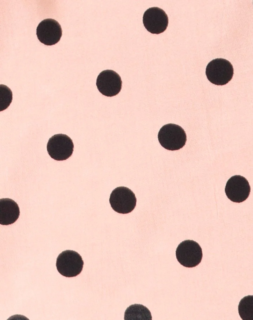 Khabel A-Line Skirt in New Polka Nude Black - Image 5