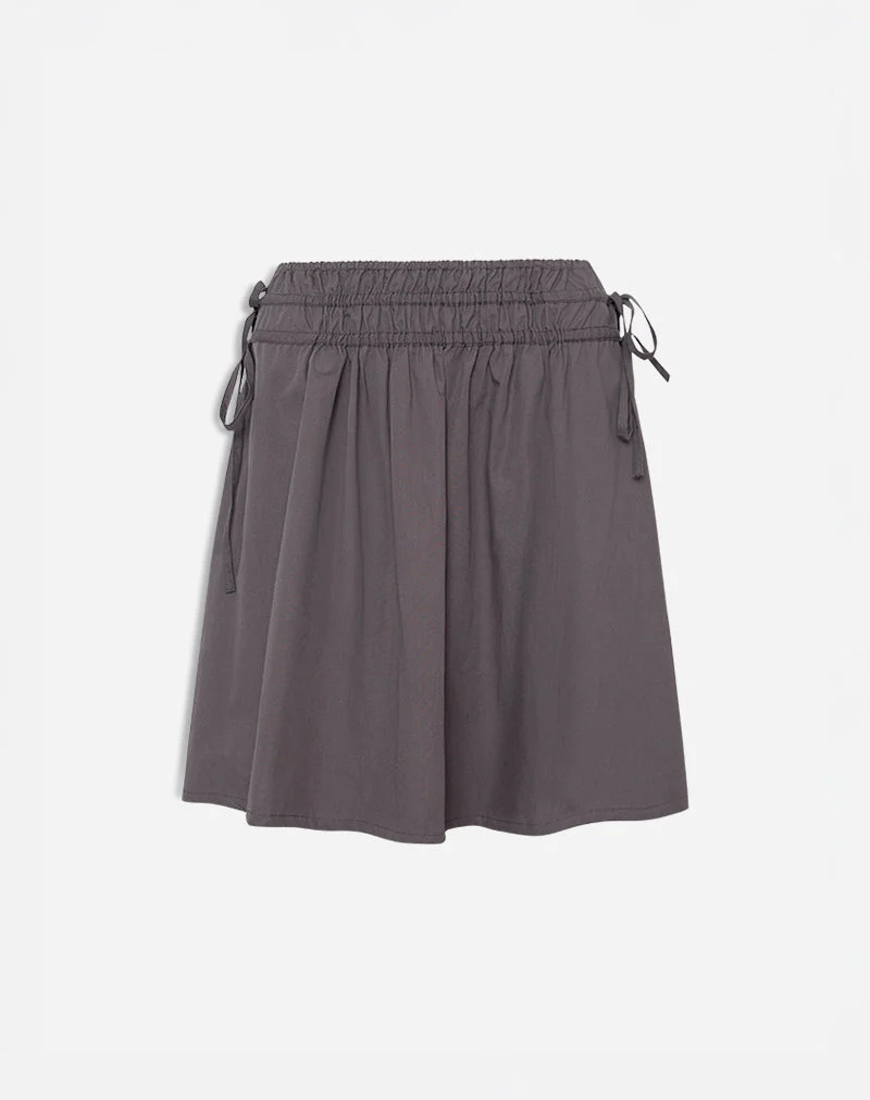 Khimar Gathered Midi Skirt in Peppercorn - Image 3