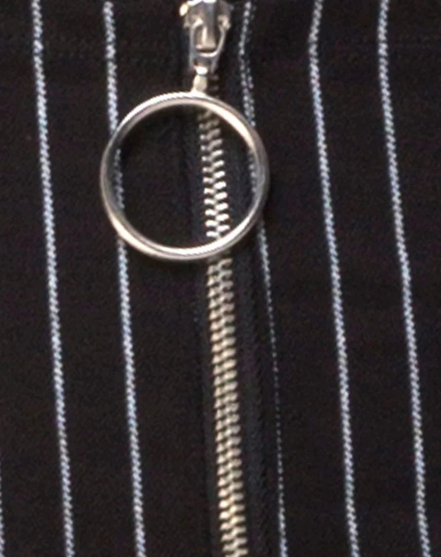 Kimber Skirt in Pinstripe Black - Image 5