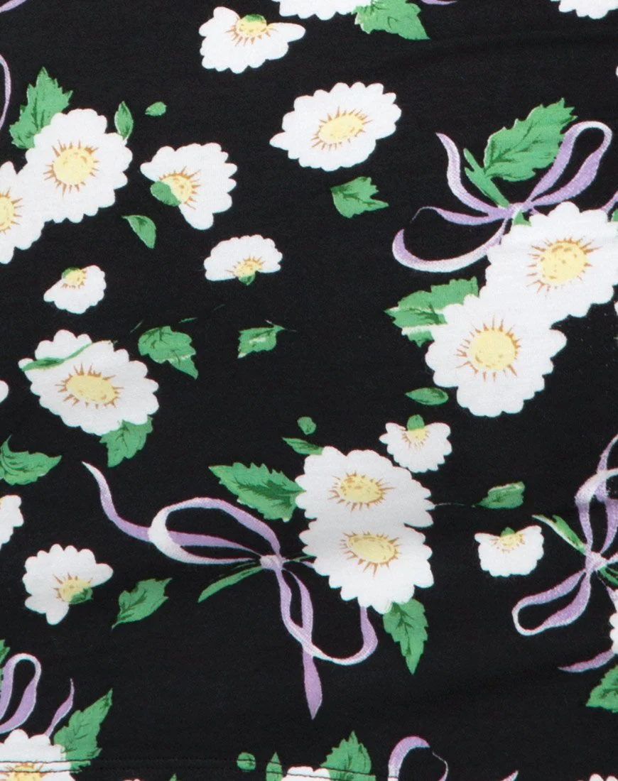 Kimmy Bodycon Skirt in Daisy Ribbon Black - Image 5