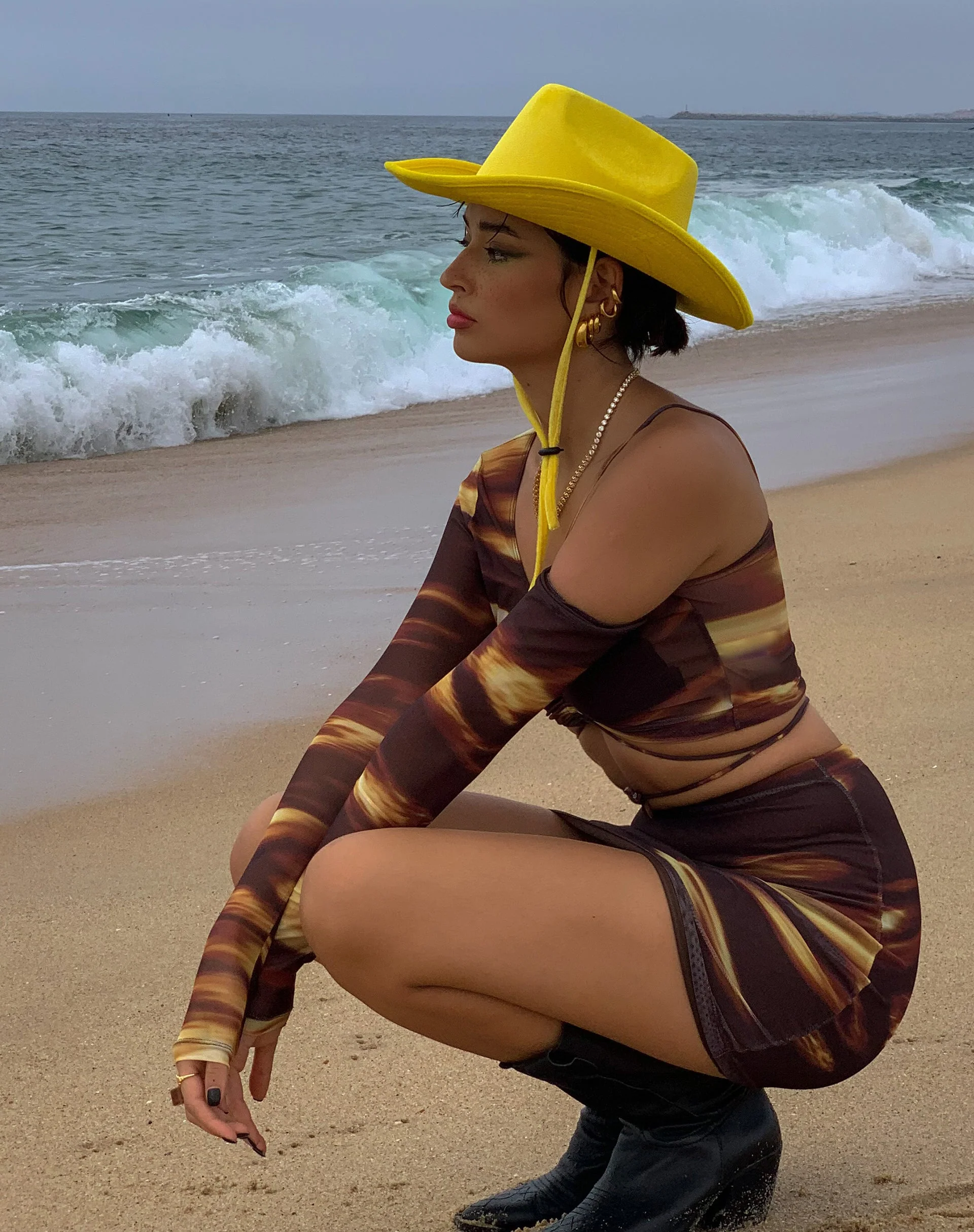Kimmy Mini Skirt in Bleach Drip - Image 3