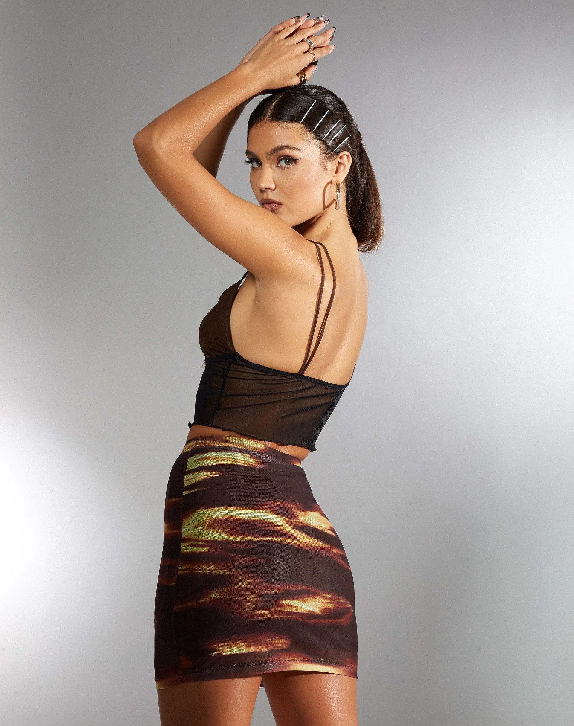 Kimmy Mini Skirt in Bleach Drip - Image 6