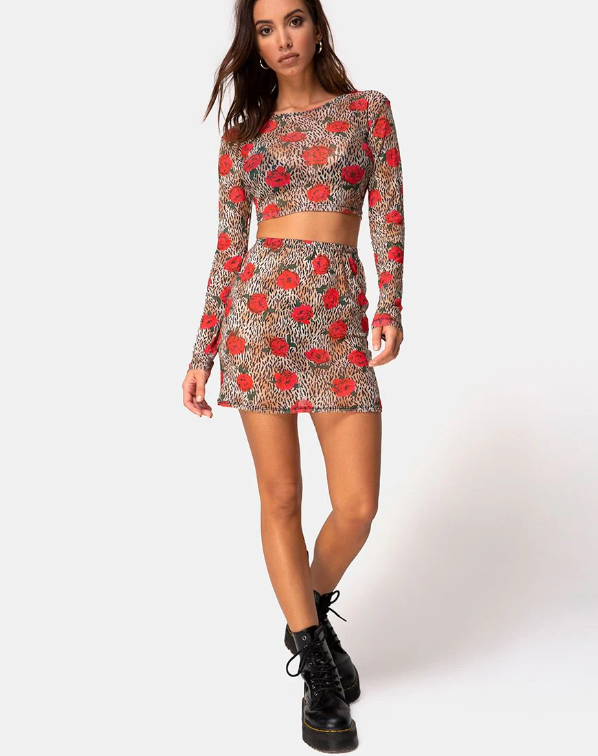 Kinnie Mini Skirt in Tiger Rose - Image 3