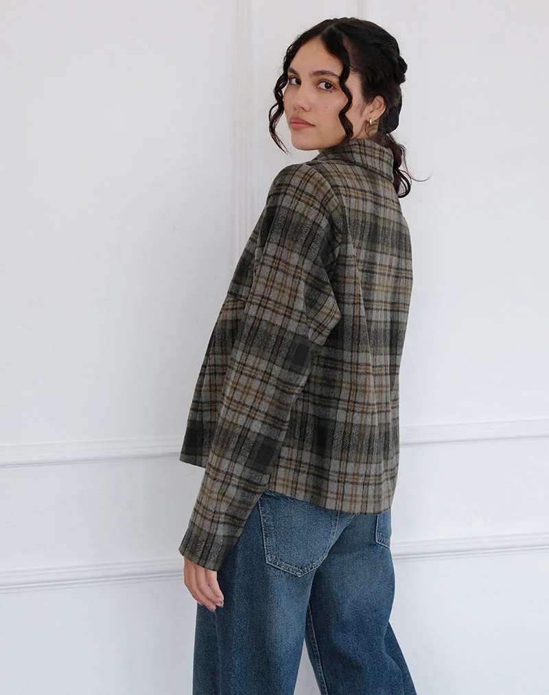 Kisaki Swing Coat in Check Yellow - Image 4