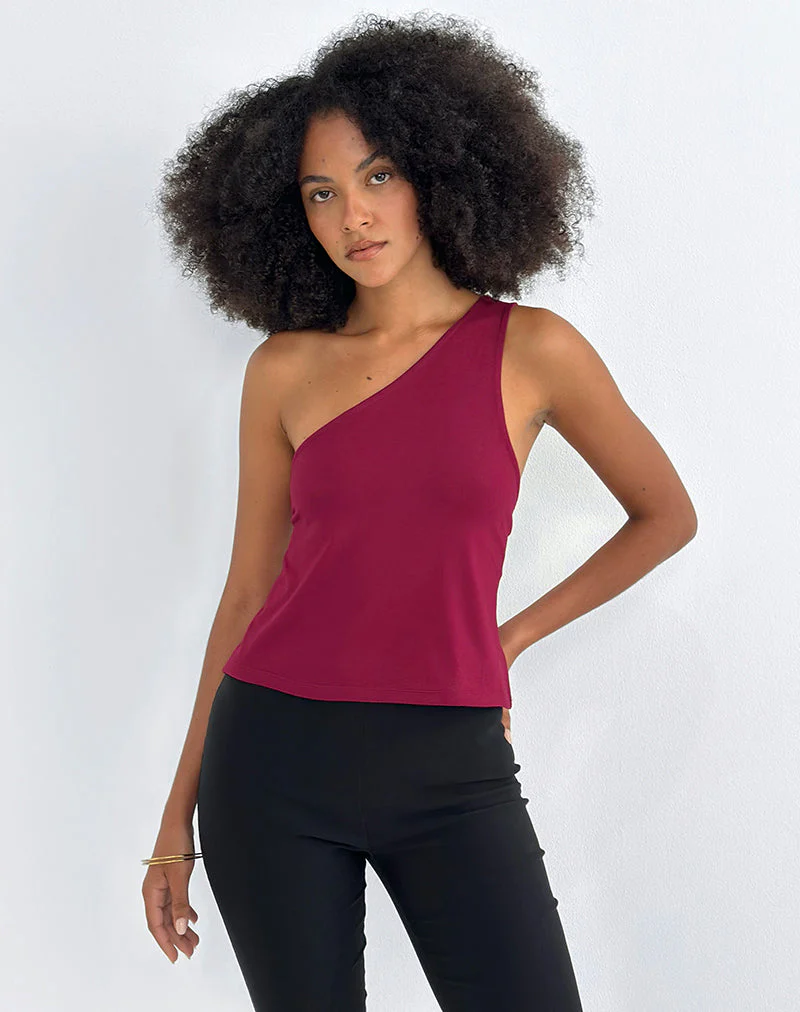 Klazari Top in Rayon Jersey Burgundy - Image 3