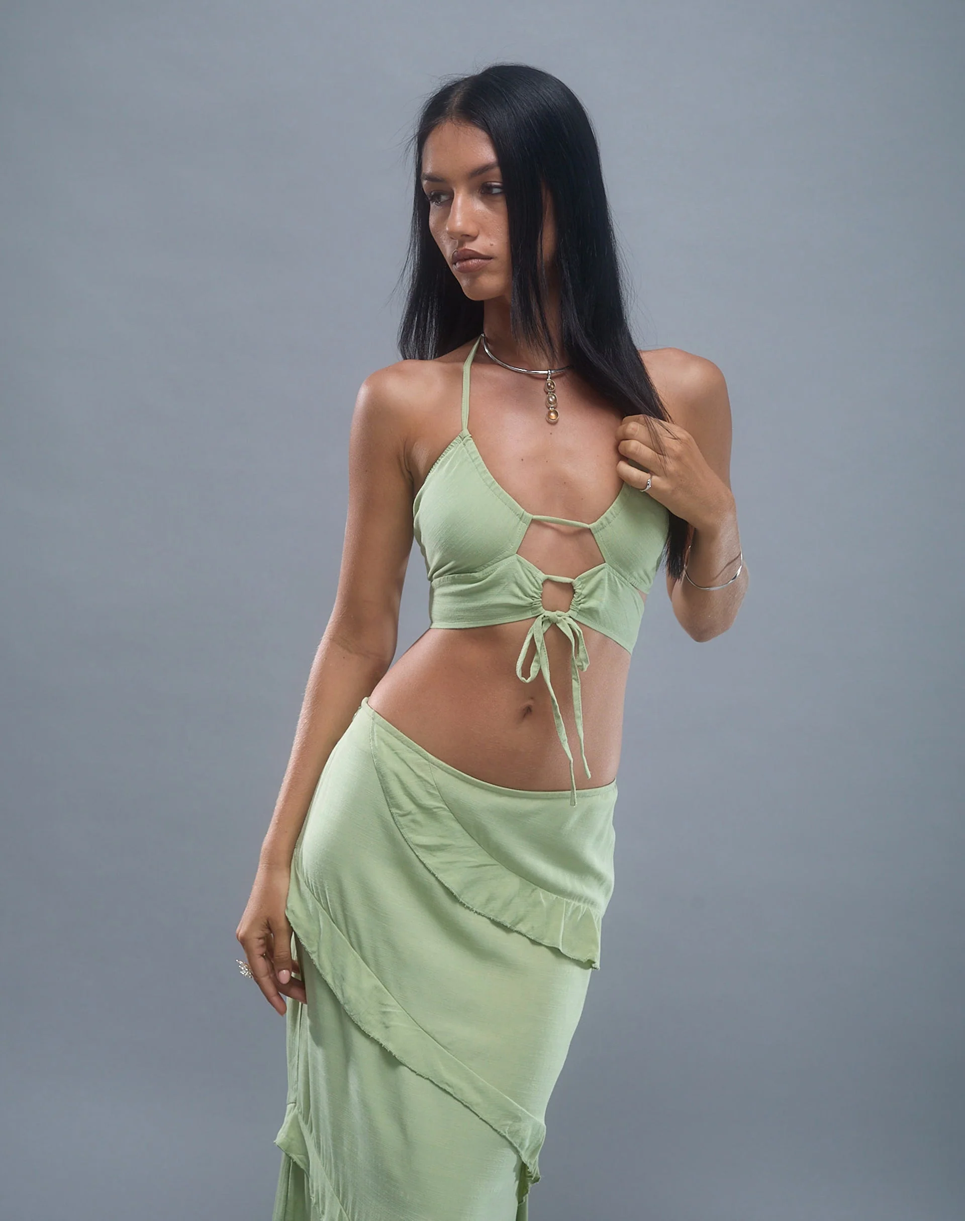 Koen Cut Out Top in Mint Sage - Image 3