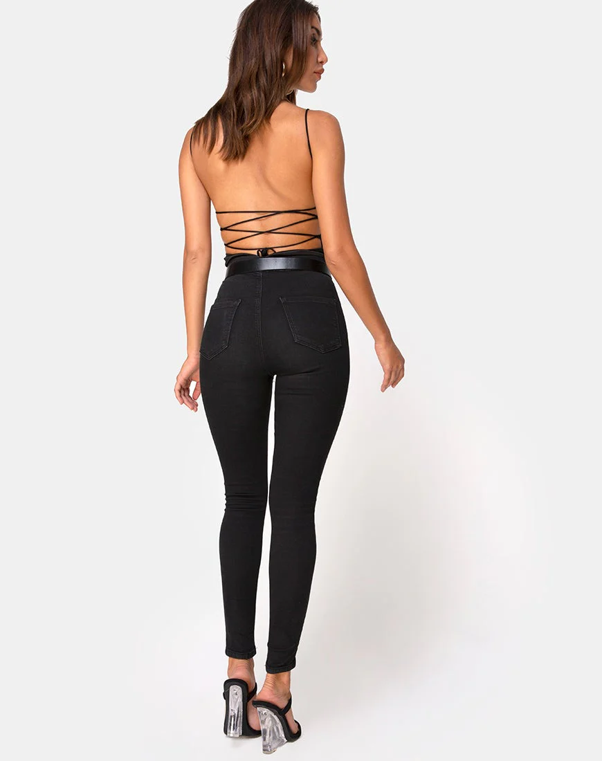 Koza Bodice in Satin Black - Image 5