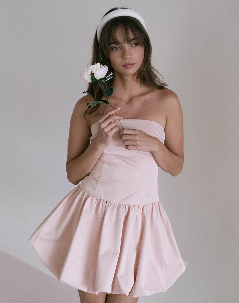 Krayofa Puffball Mini Dress in Baby Pink - Image 2
