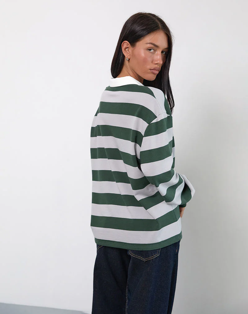 Kumara Rugby Shirt in Green, Khaki and White - Image 4