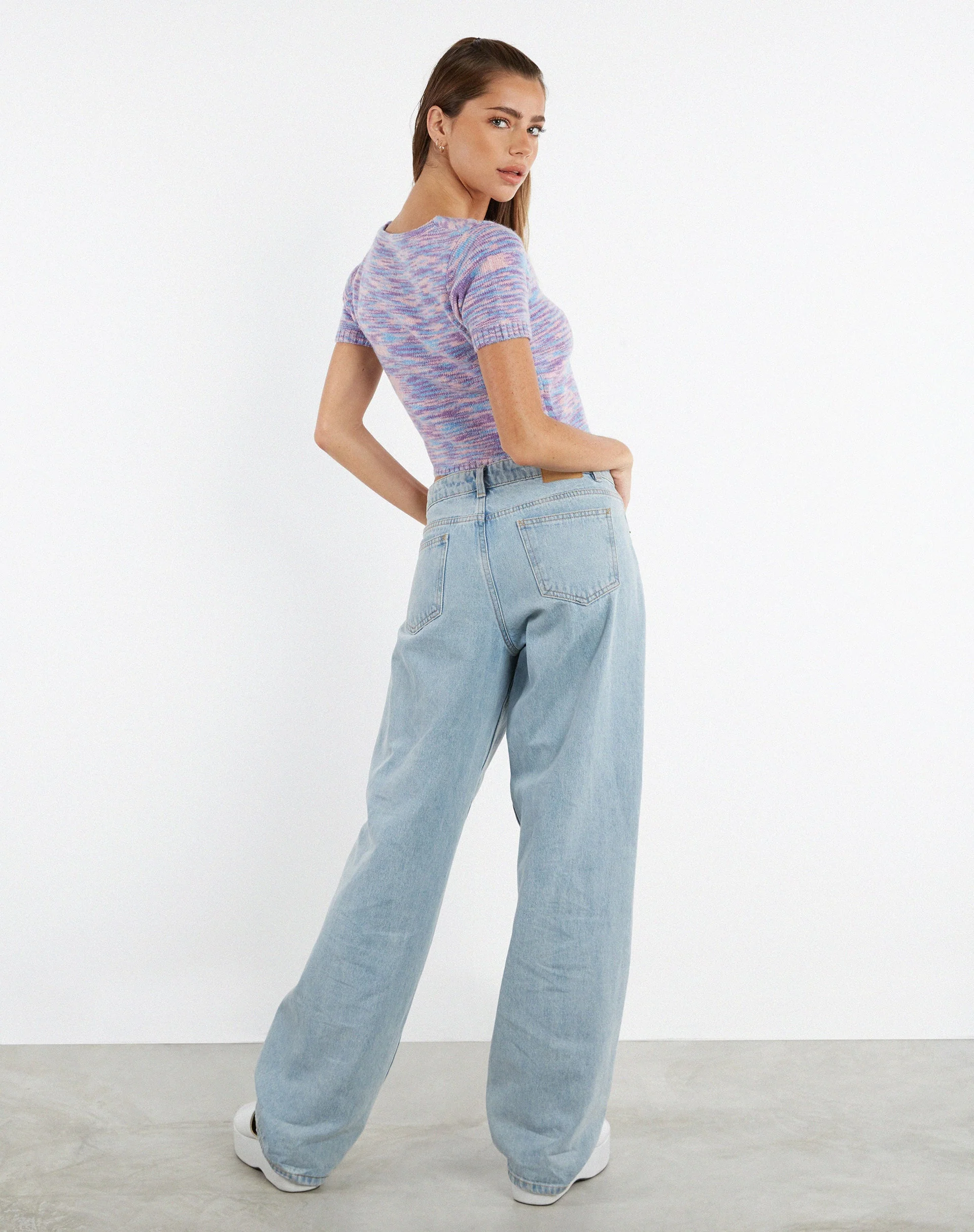 Kusha Crop Top in Mix Space Dye Knit Lilac - Image 5