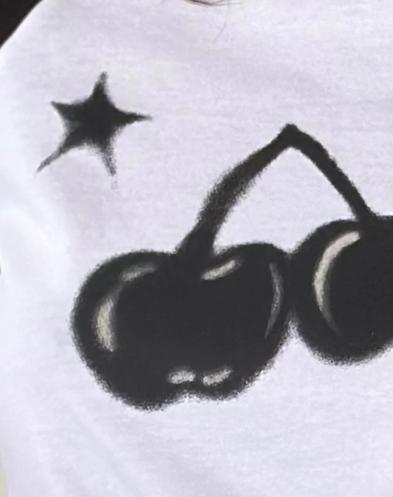 Kyiato Top in White and Black Cherry Print - Image 6