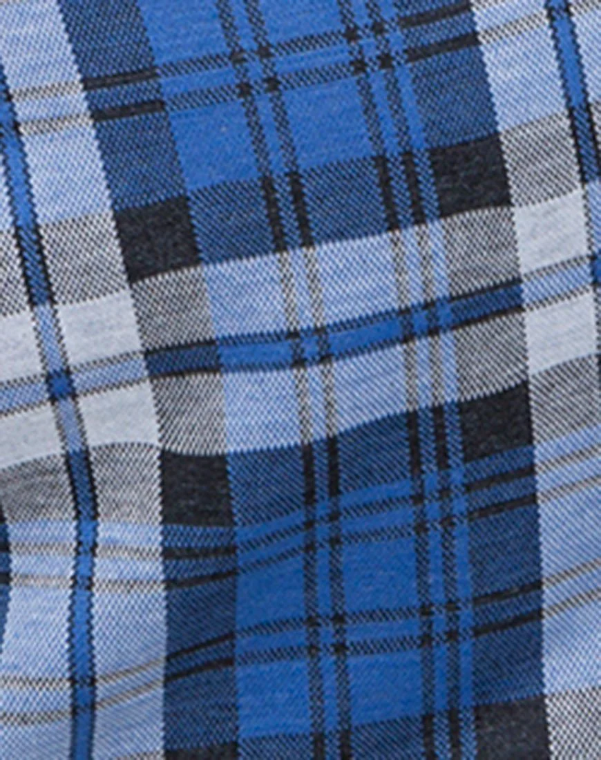 Kylie Crop Top in Plaid Stretch Blue - Image 5