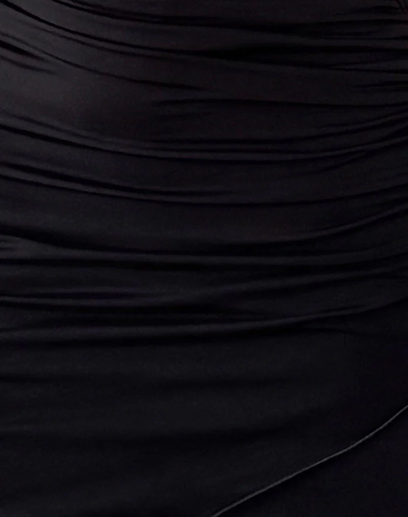 Kyrie Halterneck Wrap Dress in Slinky Black - Image 6