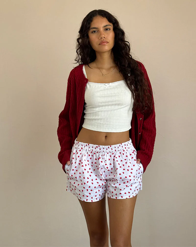 Laboxe Boxer Shorts in White Red Hearts - Image 4