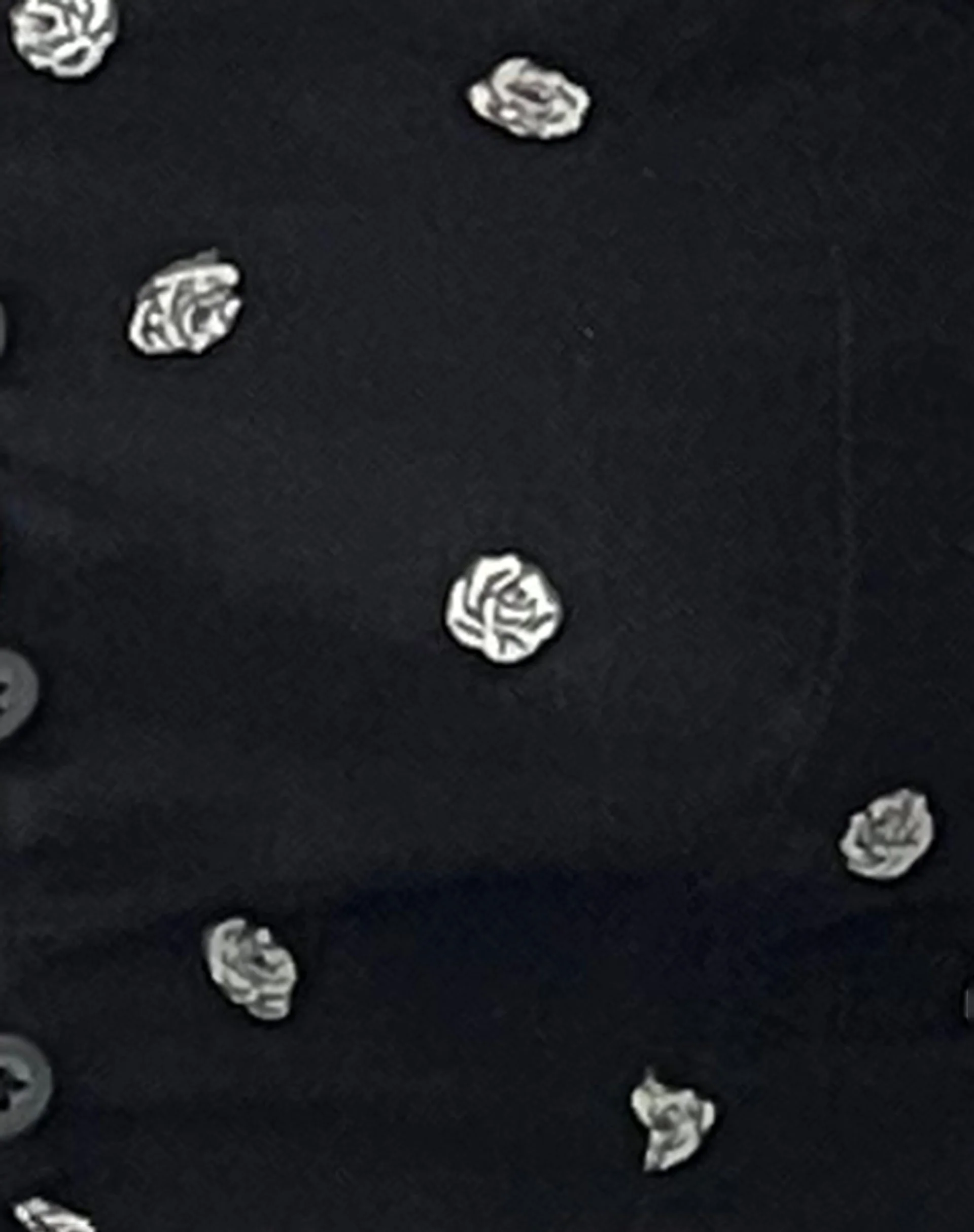 Lacey Button Front Corset Top in Ditsy Rose Black - Image 7