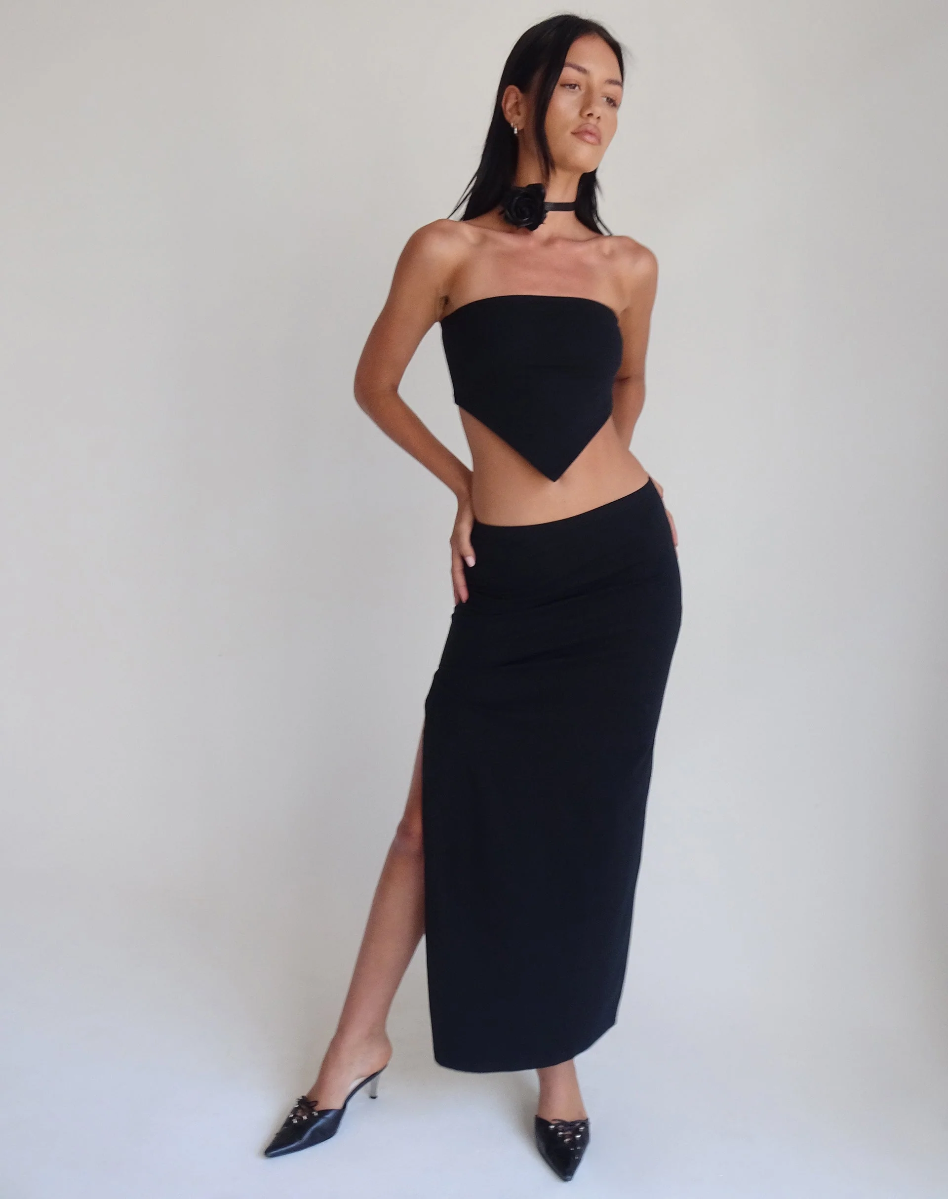 Ladshe Bandeau Top in Lycra Black - Image 3
