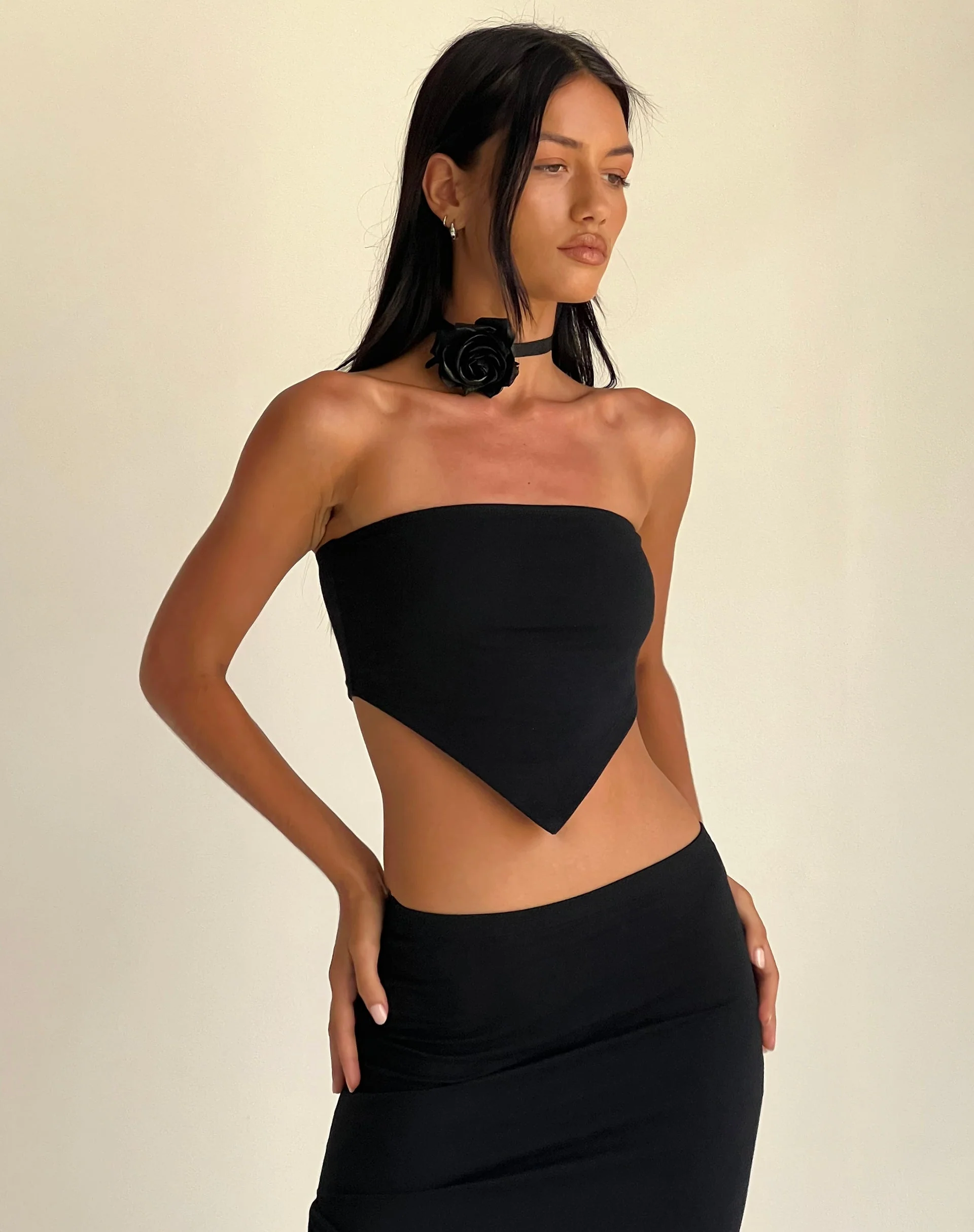 Ladshe Bandeau Top in Lycra Black - Image 5